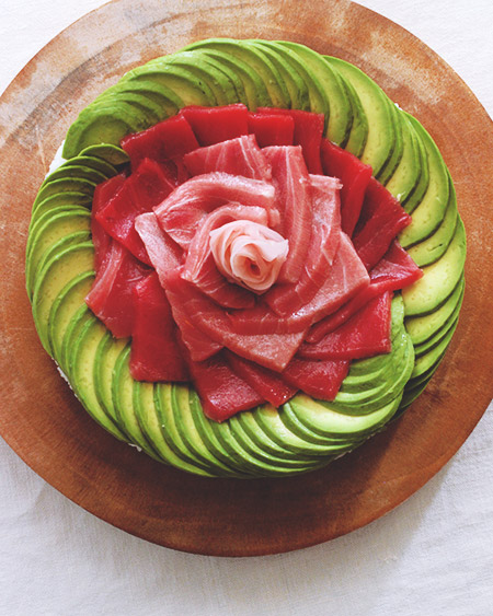 tuna avocado sushi cake