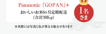 Oishii Japan 最優秀賞:Panasonic 「GOPAN」＋おいしいお米6ヶ月定期配送（合計30Kg）:1名さま