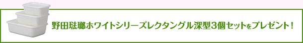 野田琺瑯ホワイトシリーズレクタングル深型3個セットをプレゼント！