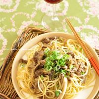 牛肉と舞茸の柚子胡椒味噌パスタ