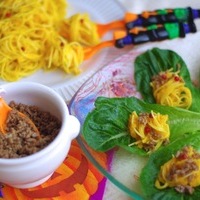 かぼちゃサラダスパとカレー挽肉のレタス巻き