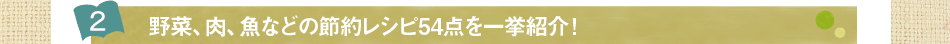 (2)野菜、肉、魚などの節約レシピ54点を一挙紹介！