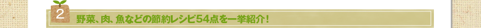 (2)野菜、肉、魚などの節約レシピ54点を一挙紹介！