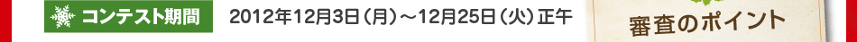 コンテスト期間:2012年12月3日（月）～12月25日（火）正午