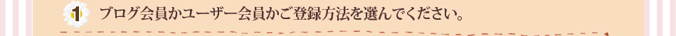 (1)ブログ会員かユーザー会員かご登録方法を選んでください。