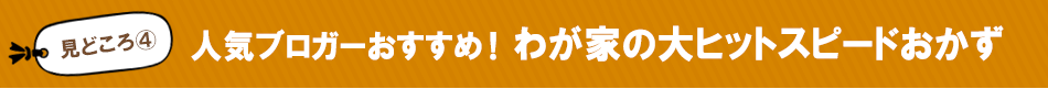 見どころ4　人気ブロガーおすすめ！わが家の大ヒットスピードおかず