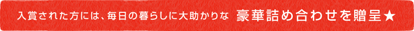 入賞された方には、毎日の暮らしに大助かりな豪華詰め合わせを贈呈★