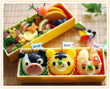 まよ子さん『【簡単レシピ】来年はうさぎ☆干支リレー弁当♪』from まよ子のキャラ弁日記