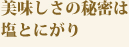 美味しさの秘密は塩とにがり