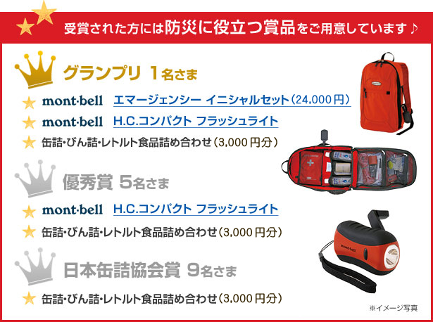 受賞された方には防災に役立つ小品をご用意しています