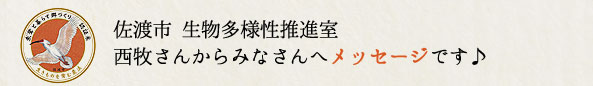 佐渡市 生物多様性推進室　西牧さんからみなさんへメッセージです♪