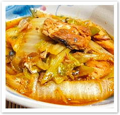 白菜と鯖缶の韓国風煮