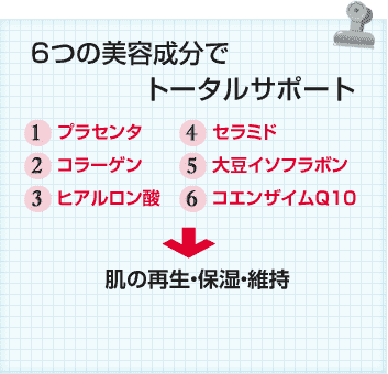 6つの美容成分でトータルサポート