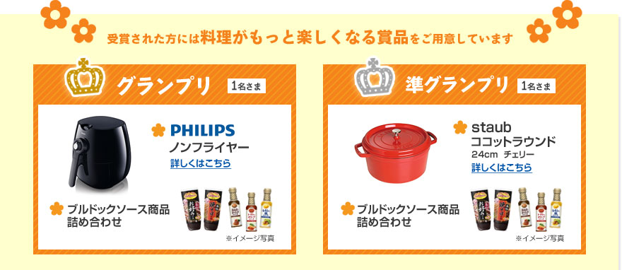 受賞された方には料理がもっと楽しくなる賞品をご用意しています