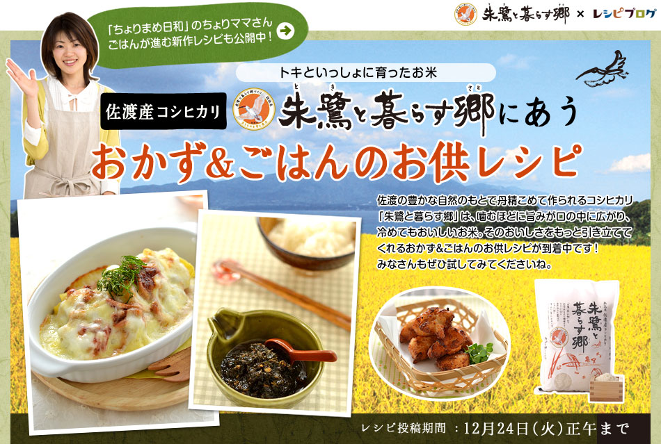 佐渡産コシヒカリ 朱鷺と暮らす郷にあう おかず＆ごはんのお供レシピ