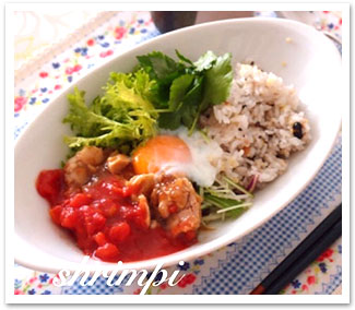 かけトマ♪照り焼きチキン丼