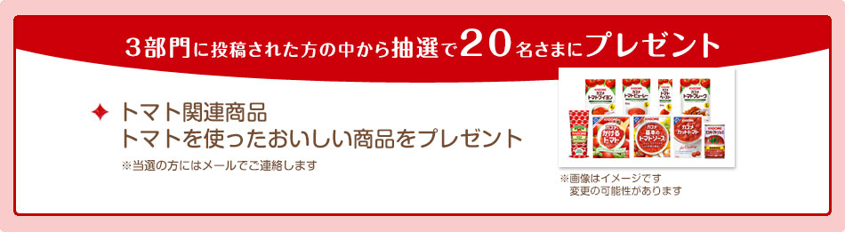 3部門に投稿された方の中から抽選で20名さまにプレゼント