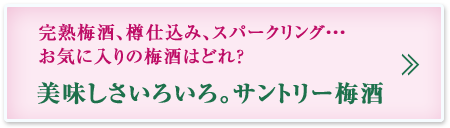 完熟梅酒、樽仕込み、スパークリング・・・お気に入りの梅酒はどれ？美味しさいろいろ。サントリー梅酒