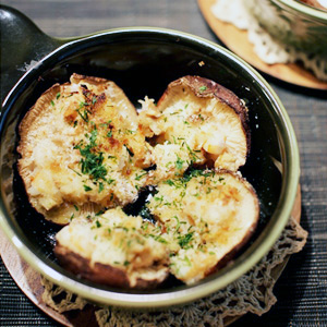 ダシがじゅわっと　しいたけと海老のパン粉焼き