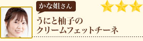 かな姐さん　うにと柚子のクリームフェットチーネ