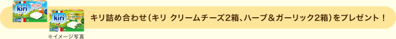 キリ詰め合わせ（キリ クリームチーズ2箱、ハーブ＆ガーリック2箱）をプレゼント！