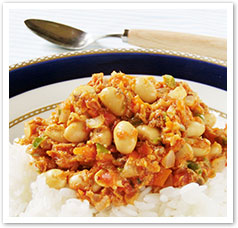 缶と大豆のクイックトマトキーマカレー