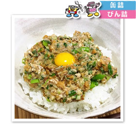 サバ缶となめたけのなめろう丼