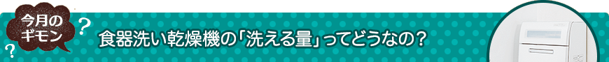 今月のギモン 食器洗い乾燥機の「洗える量」ってどうなの？