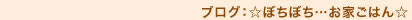 ブログ：☆ぼちぼち…お家ごはん☆