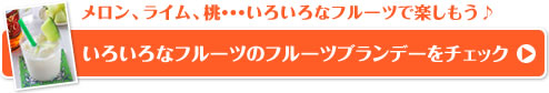 メロン、ライム、桃・・・いろいろなフルーツで楽しもう♪いろいろなフルーツのフルーツブランデーをチェック