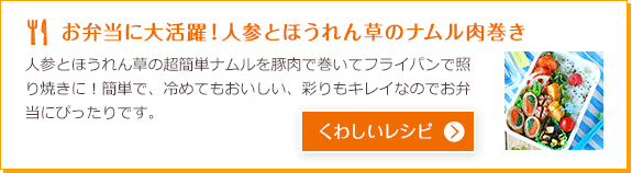 お弁当に大活躍！人参とほうれん草のナムル肉巻き