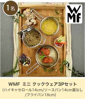 WMF ミニ クックウェア3Pセット（ハイキャセロール14cm/ソースパン14cm蓋なし/フライパン18cm）
