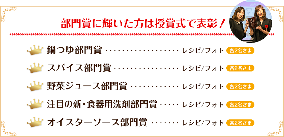 部門賞に輝いた方は授賞式で表彰!