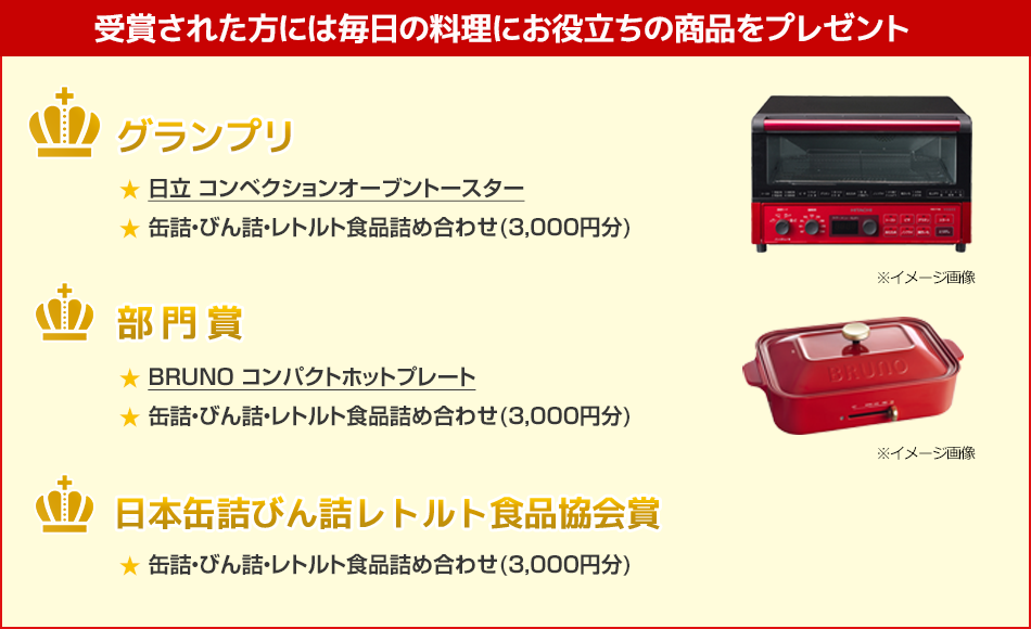 受賞された方には毎日の料理にお役立ちの商品をプレゼント