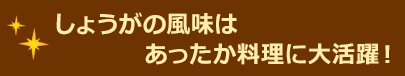 しょうがの風味はあったか料理に大活躍！