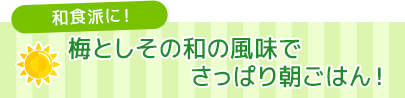 梅としその和の風味でさっぱり朝ごはん！