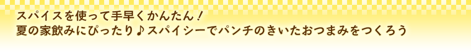 スパイスを使って手早くかんたん！夏の家飲みにぴったり♪スパイシーでパンチのきいたおつまみをつくろう