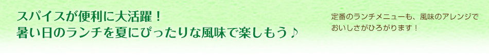 スパイスが便利に大活躍！暑い日のランチを夏にぴったりな風味で楽しもう♪