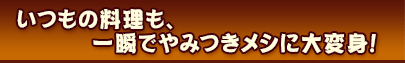 いつもの料理も、一瞬でやみつきメシに大変身！