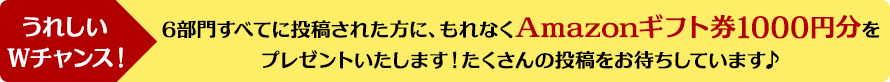 うれしいWチャンス！Amazonギフト券1000円分をプレゼント