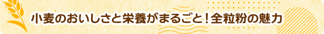 小麦のおいしさと栄養がまるごと！全粒粉の魅力