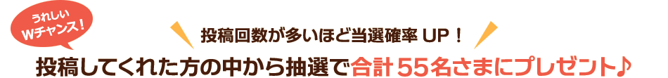 投稿してくれた方の中から抽選で合計55名さまにプレゼント♪