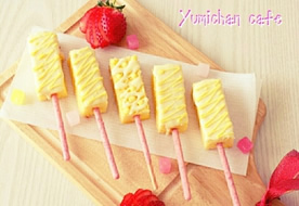 ♡いちごポッキーde可愛く作る♪ホワイトチョコカステラスティックの作り方♡